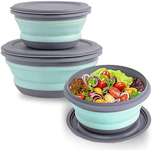 Collapsible Bowls, 3pcs Food Grade Silicone Camping Bowl Salad Bowl