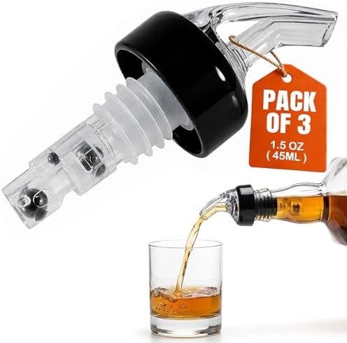 Measured Pourer - Liquor Bottle Pourers - Collared - (3pk) Made 100%