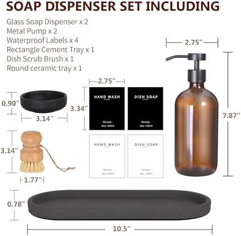 Ronasip Set of 5 Glass Soap Dispensers, 16 Oz