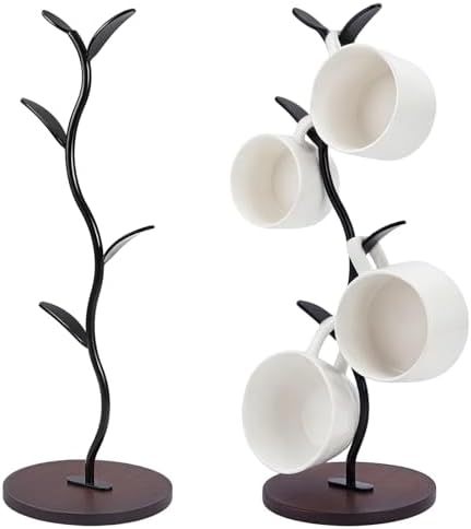 2Pcs Mug Holder Stand, Iron Countertop Mug Tree 5 HooksTree Rack for