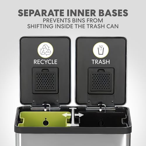 Simpli-Magic 16 Gallon Dual-Compartment Stainless Steel Trash Can