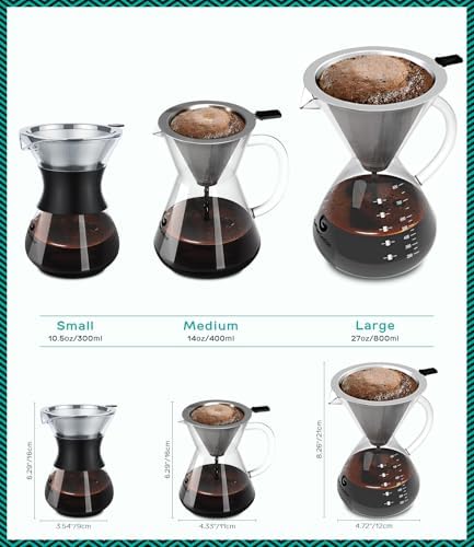 Coffee Gator Pour Over Coffee Maker & Gooseneck Kettle, 27oz, 40oz