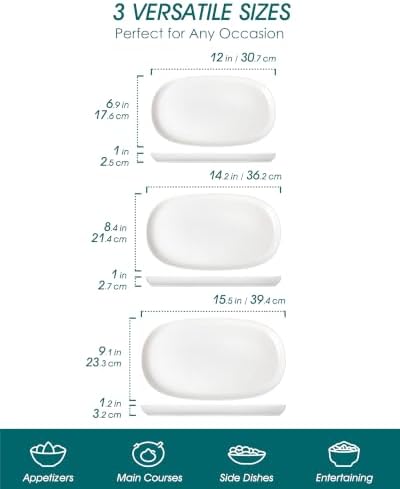 vancasso Porcelain Serving Platters Set of 3, 15.5"/14"/12" Serving