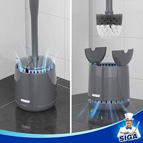 MR.SIGA Toilet Bowl Brush and Holder, Gray, 1 Pack