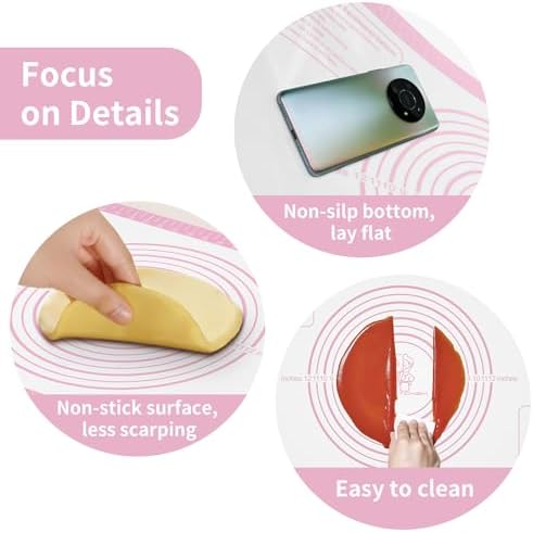 Non-stick Silicone Pastry Mat, Silicone Baking Mat with Measurements