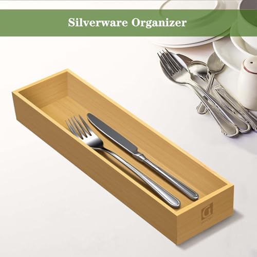 guiogc Bamboo Silverware Drawer Organizer, Set of 2