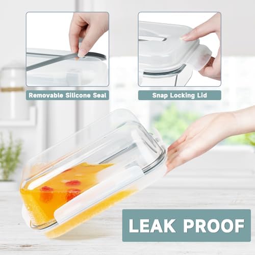 KOMUEE 2 Pack Glass Food Storage Containers Set