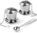 QWORK Tea Infuser Set of 2 with Scoop & Drip Trays – 304 Stainless