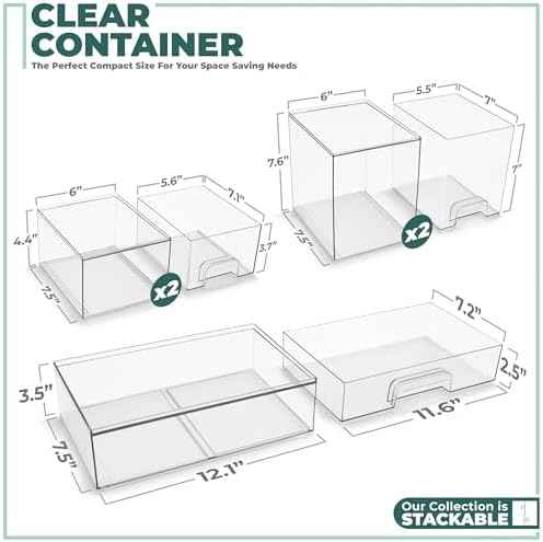 Sorbus Clear Stackable Storage Drawers, 5-Pack