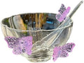 Glass Salad Bowl Set,With Butterfly Decoration, Includes A Glass