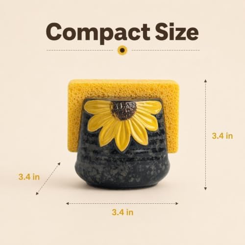 Ceramic Sunflower Dish Sponge Holder for Kitchen Sink