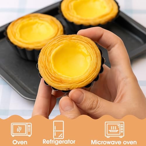 32 Pcs Mini Tart Pans Egg Tart Molds with Removable Bottom Round