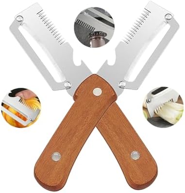 IVY Wooden Handle Vegetable Peeler Set of 2, 4 in 1 Stainless Steel