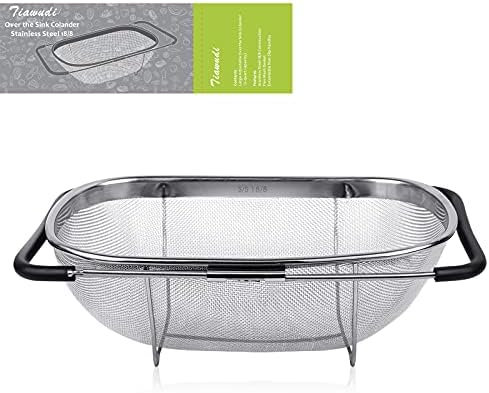 Tiawudi 6-Quart Over-the-Sink Colander, Stainless Steel