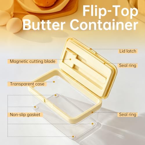Extra Large Airtight Butter Dish with Lid for countertop & Fridge