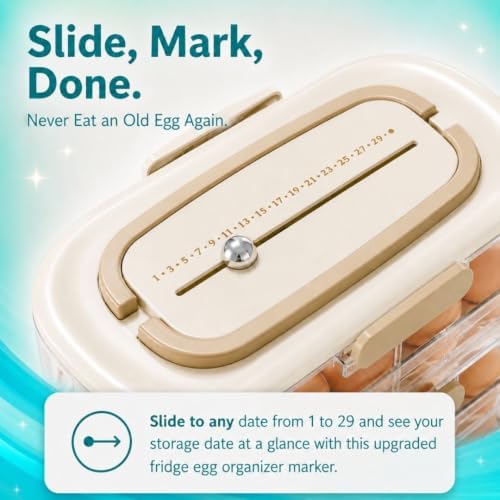 Egg Organizer for Refrigerator, 3-Tier Auto-Roll, 42 Eggs