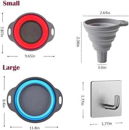 UVB Collapsible Colander Set, Space-Saving Foldable Kitchen Strainer