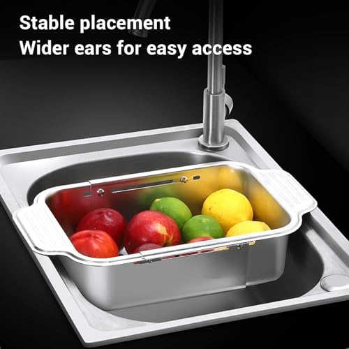 Over the Sink Colander, Extendable 304 Stainless Steel Vegetable
