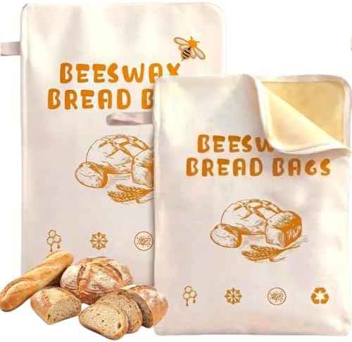 2 Pack Reusable Beeswax Bread Bags for Sourdough