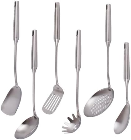 304 Stainless Steel Kitchen Utensils Set, VALESKA 6 PCS Metal Cooking