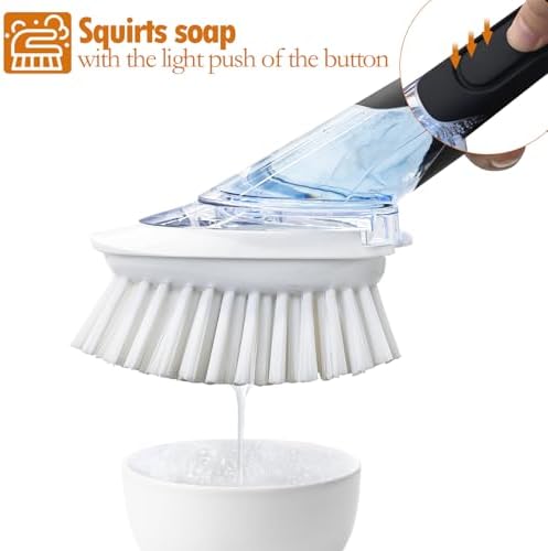 RIMAY Soap Dispensing Dish Brush Set with 2 Refills
