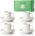 2.5OZ Mini Espresso Cups Set of 4, White Cream Ceramic Demitasse