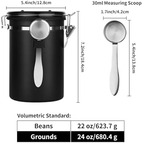 Ohtomber 22oz Stainless Steel Coffee Canister with Date Tracker