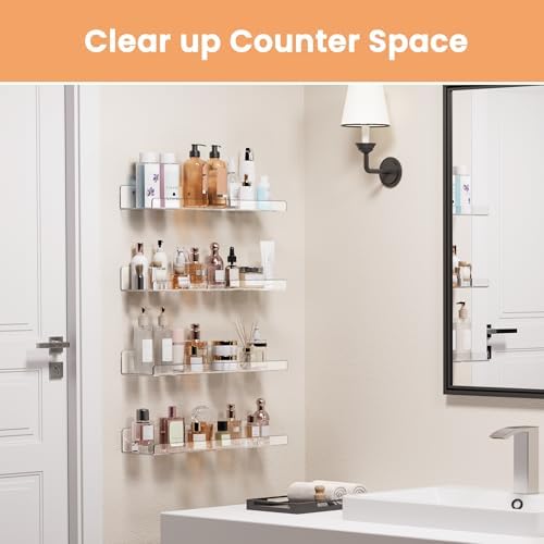 upsimples 4 Pcs 15" Acrylic Wall Shelves