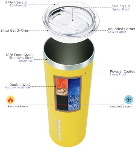BJPKPK 20 oz Skinny Tumbler with Lid, Stainless Steel Insulated Coffee