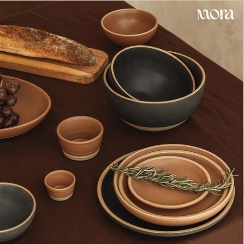 MORA Medium Plates Set of 4, 8.5 inch Ceramic Pottery Salad Plates