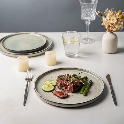 AmorArc Stoneware Dinnerware Sets for 8, 24 Piece Plates and Bowls Sets