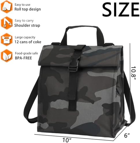GYEUKHAM Insulated Lunch Bag, Black Camouflage
