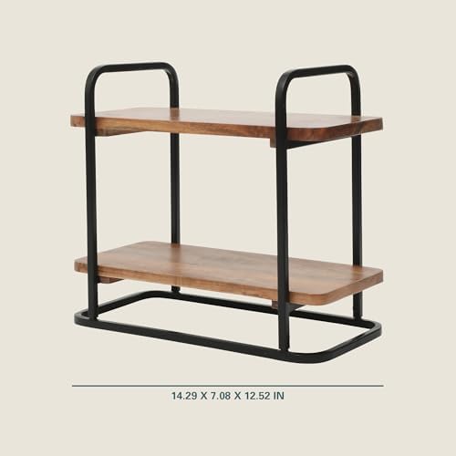Gibson Home Gracious Dining 2-Tier Wooden Serving Tray with Metal