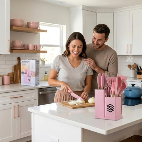 19 PCS Pink Silicone Cooking Utensils Set