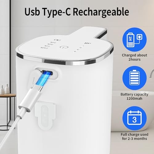 Automatic Foaming Soap Dispenser, USB Rechargeable (White, Foaming)
