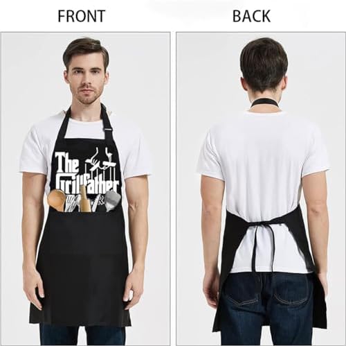 Funny Aprons For Men,Black Apron With Pockets Mens,Perfect For Kitchen