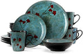 Elama Floral Accents 16 Piece Dinnerware Set in Blue
