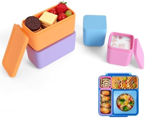 4 Pack Silicone Lunch Containers Compatible with OmieBox, Leak-Proof