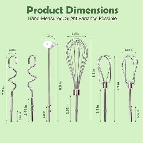 Hand Mixer Attachments, 6 Pcs Stainless Steel Set Turbo Beater, Pro