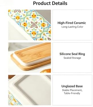 Butter Dish with Lid and Knife – 350ml Ceramic Butter Container with