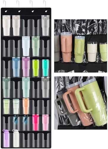 NiHome 35-Pocket Door Hanging Cup Organizer Fit for Stanley Tumbler 30