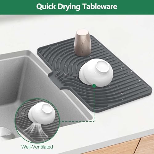 GUUKIN Silicone Dish Drying Mat,17.7" x 11.8 " Drying Matt Kitchen