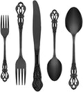 Black Silverware Set for 4, Stainless Steel Gorgeous Retro Royal