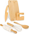 LUOLAO Wooden Kids Safe Knife and Toddler Baking Set, 6 PCS
