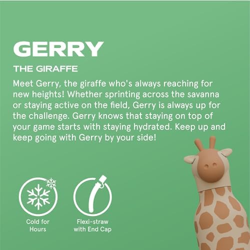 asobu Bestie Girrafe Water Bottle, Cute Collectible Character, BPA