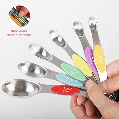 Magnetic Measuring Spoons Stainless Steel Dual Sided Teaspoons