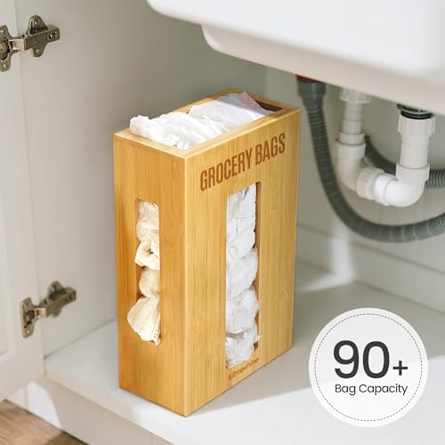 Libreshine Extra Large Bamboo Grocery Bag Holder for Plastic Bags