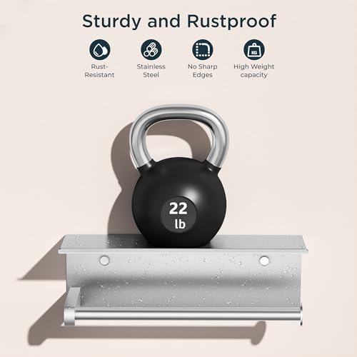 FORIOUS Wall Mount Paper Towel Holder with Shelf, Stainless Steel