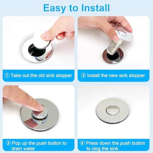 Adoric Bathroom Sink Stopper 2Pack, Sink Drain for Bathroom Pop Up