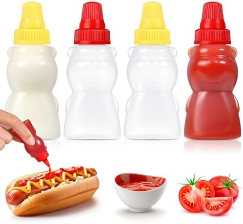4 Pieces Mini Ketchup Bottle for Lunch Box, Lunch Box Accessories for